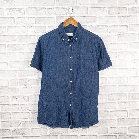 Saturdays NYC Men's Short Sleeve Shirt in Indigo lightweight denim Size M - Picture 1 of 7